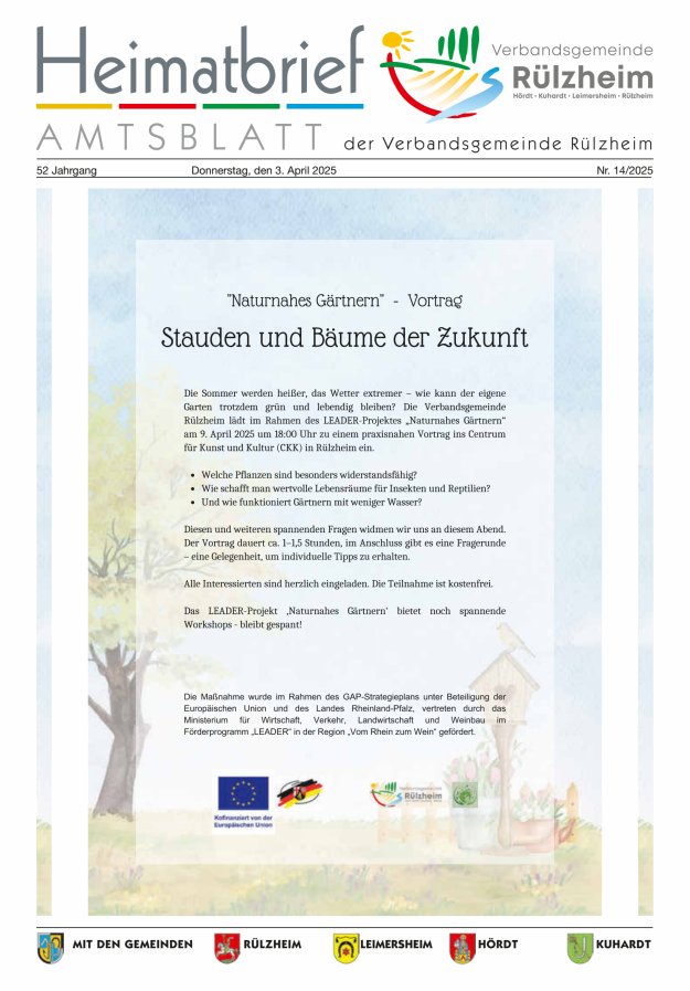 Heimatbrief VG Rülzheim Titelblatt 14/2025