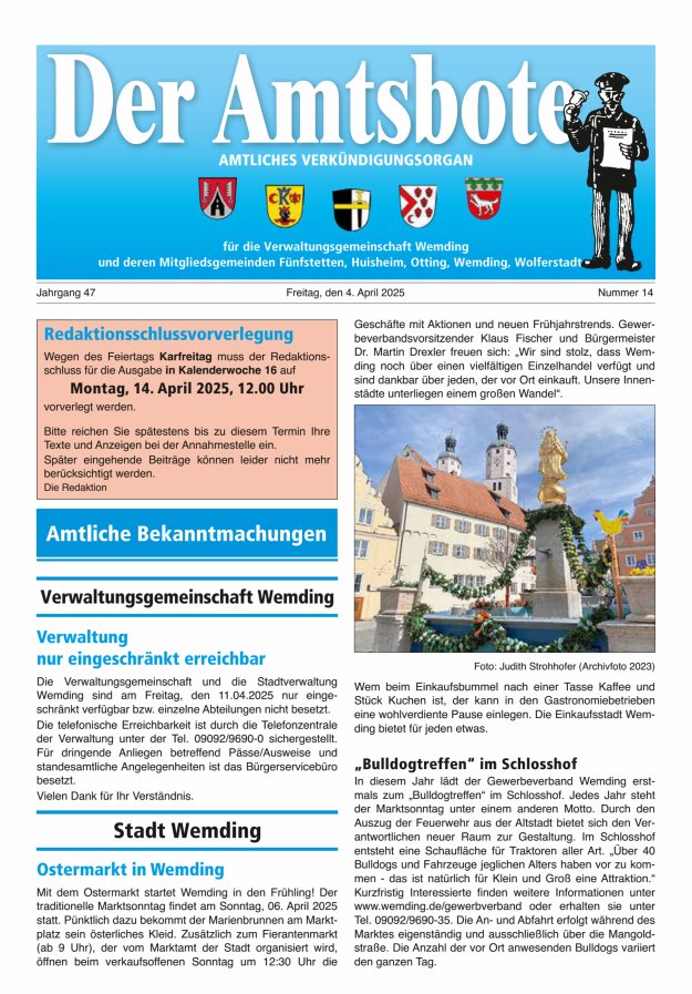 Der Amtsbote - Wemding Verwaltungsgemeinschaft Titelblatt 14/2025