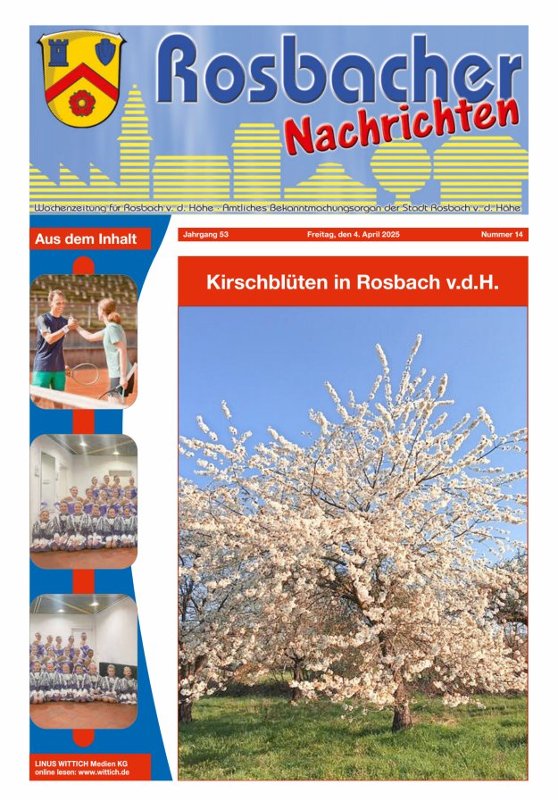 Rosbacher Nachrichten Titelblatt 14/2025
