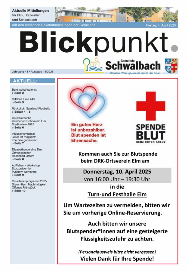 Blickpunkt Schwalbach Titelblatt 14/2025