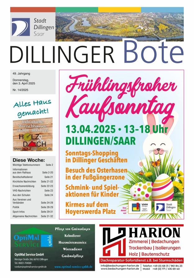 Dillinger Bote Titelblatt 14/2025