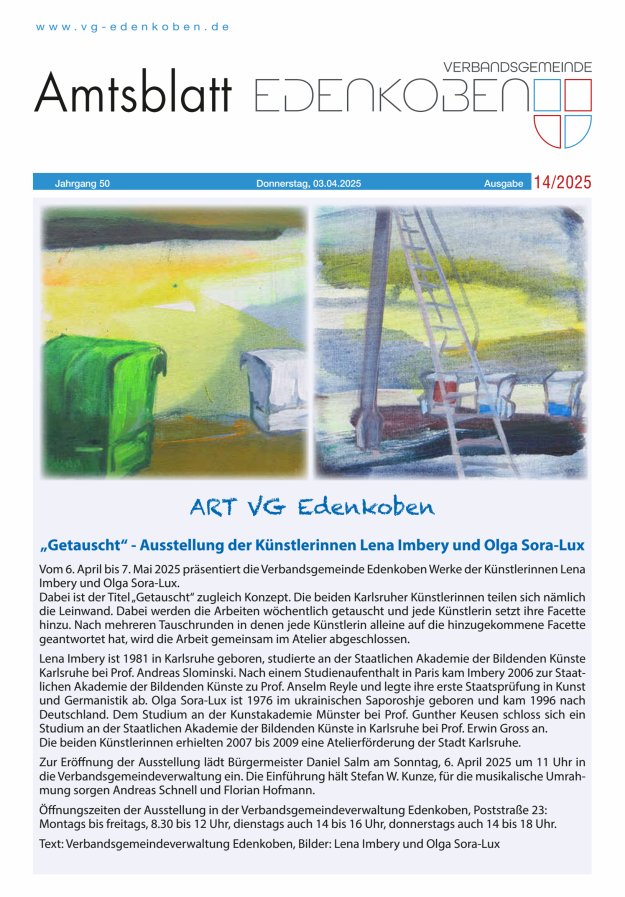Amtsblatt VG Edenkoben Titelblatt 14/2025
