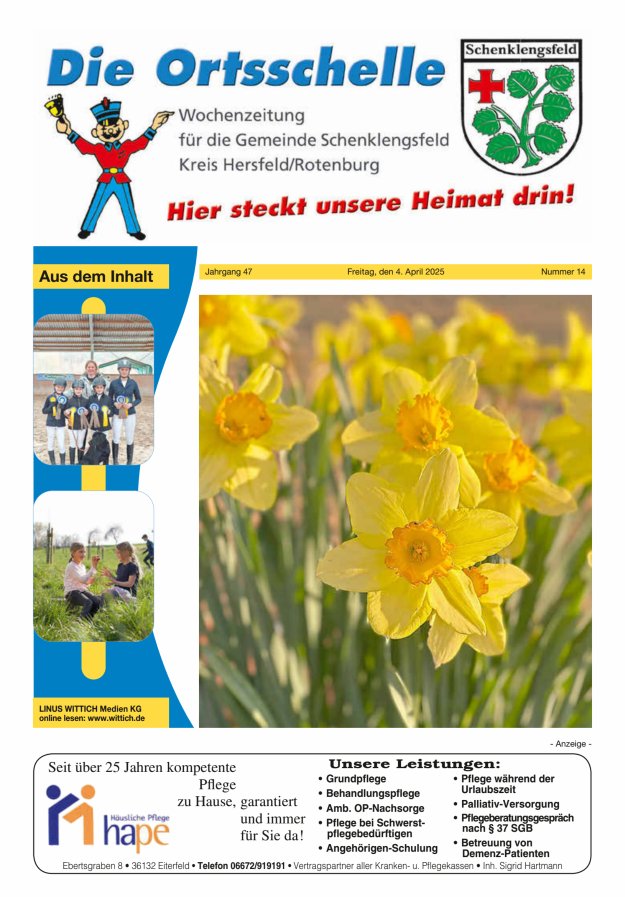 Die Ortsschelle Titelblatt 14/2025