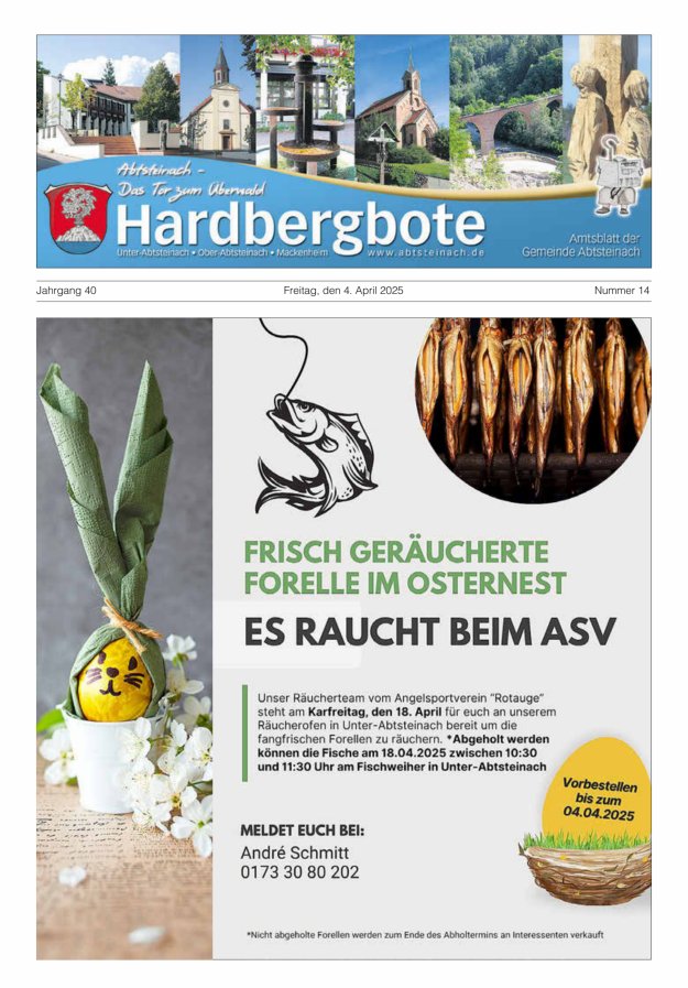 Hardbergbote - Mitteilungsblatt der Gemeinde Abtsteinach Titelblatt 14/2025