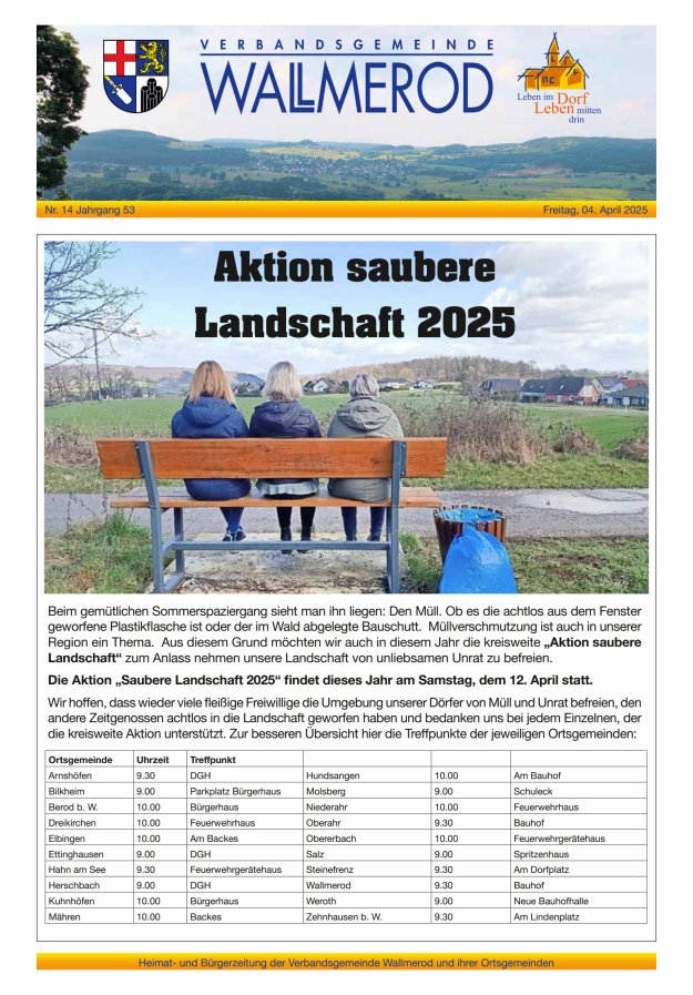 Wir über uns - Verbandsgemeinde Wallmerod Titelblatt 14/2025
