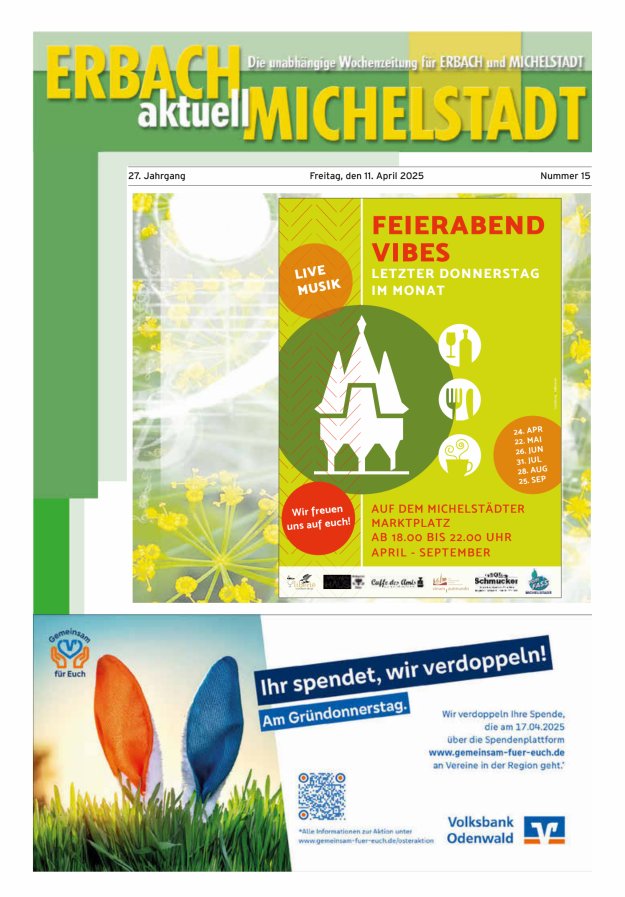 Erbach-Michelstadt aktuell Titelblatt 15/2025