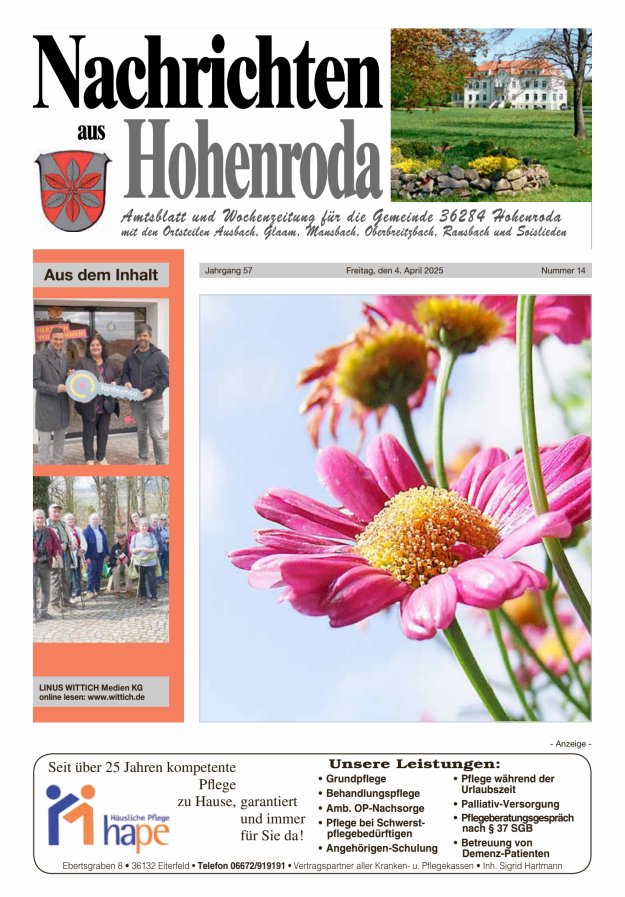 Nachrichten aus Hohenroda Titelblatt 14/2025