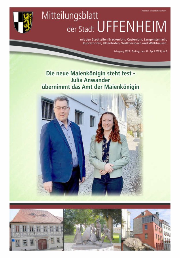 Mitteilungsblatt der Stadt Uffenheim Titelblatt 08/2025