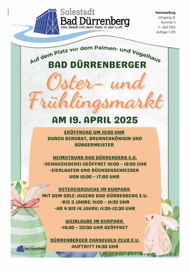 Stadt Bad Dürrenberg Heimatzeitung mit den Ortschaften Titelblatt 03/2025