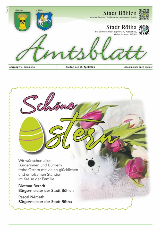 Amtsblatt der Stadt Böhlen Titelblatt 04/2025