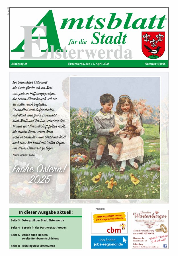 Amtsblatt für die Stadt Elsterwerda Titelblatt 04/2025