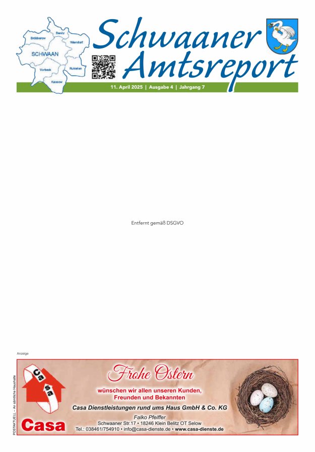 Schwaaner Amtsreport Titelblatt 04/2025