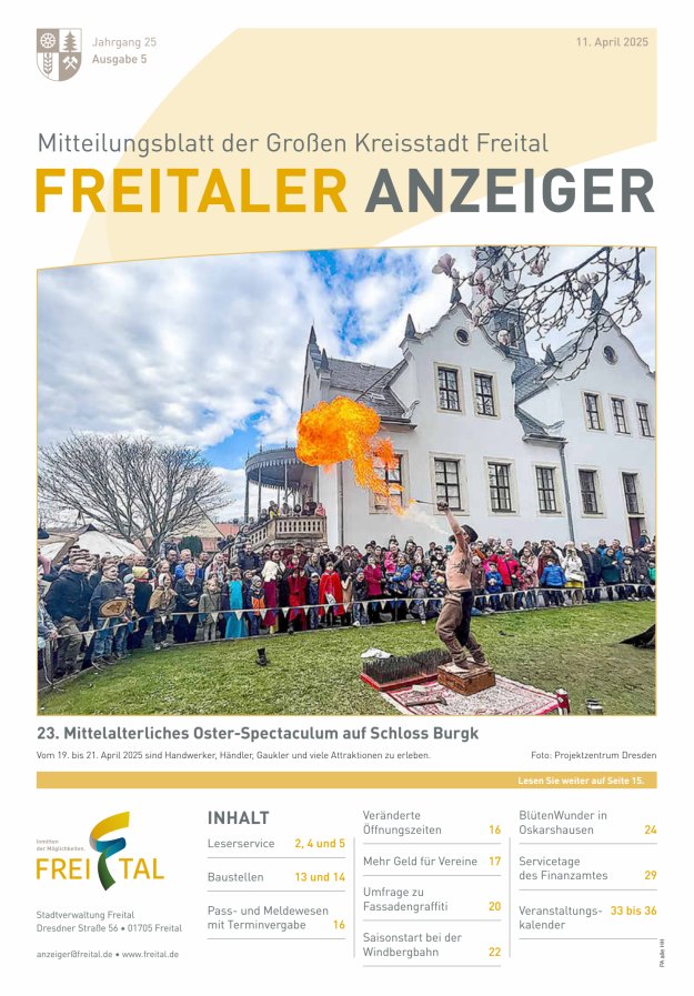 Freitaler Anzeiger - Amtsblatt der Großen Kreisstadt Freital Titelblatt 05/2025