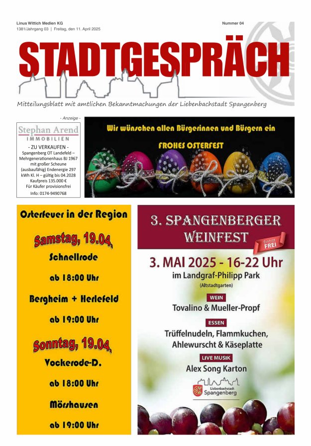 Stadtgespräch Spangenberg Titelblatt 04/2025