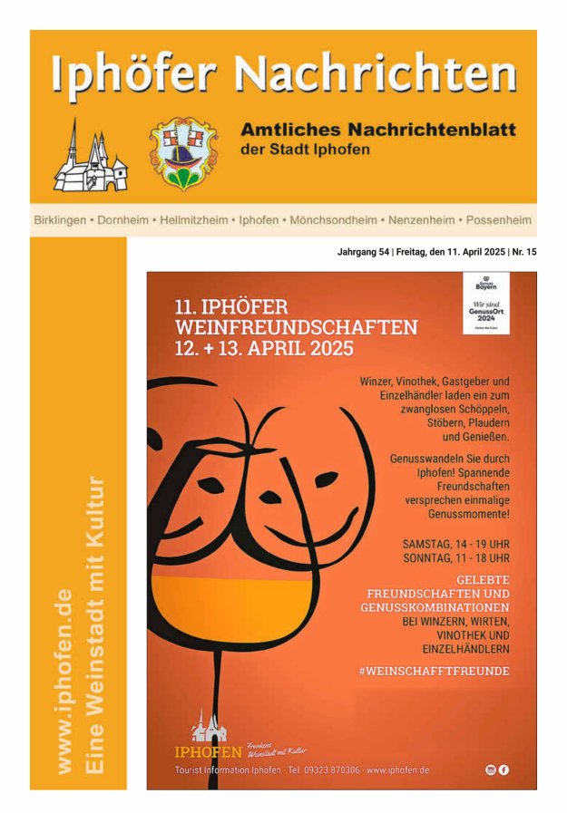 Iphöfer Nachrichten Titelblatt 15/2025
