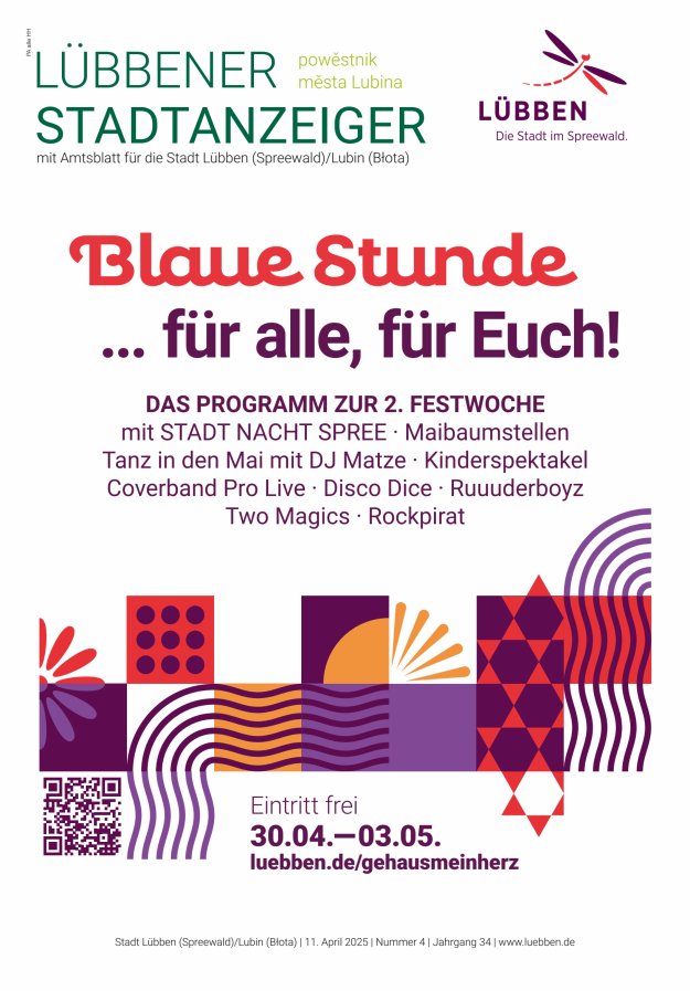 Lübbener Stadtanzeiger mit Amtsblatt für die Stadt Lübben (Spreewald) Titelblatt 04/2025