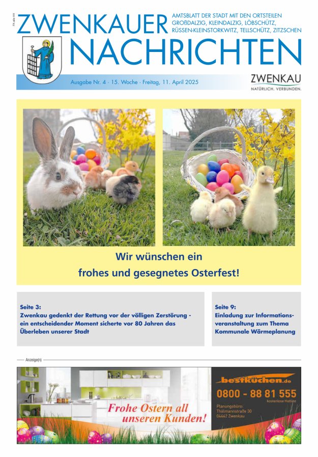 Zwenkauer Nachrichten - Amtsblatt der Stadt mit ihren Ortsteilen Titelblatt 04/2025