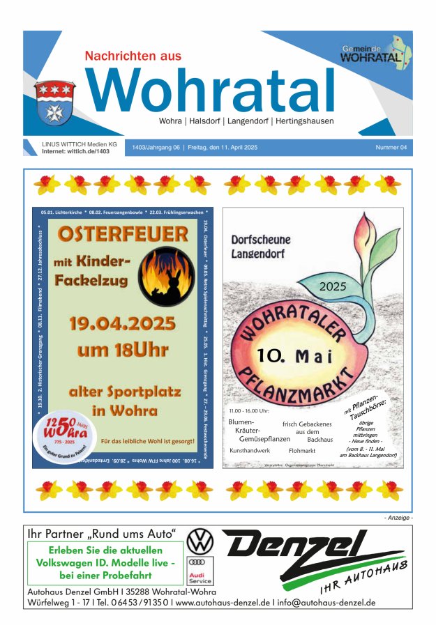 Nachrichten aus Wohratal Titelblatt 04/2025