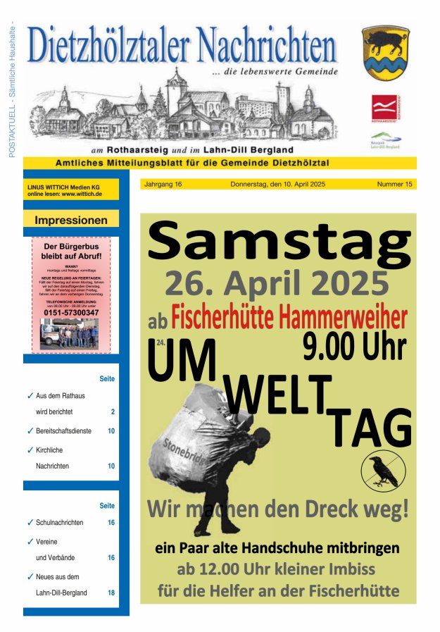 Dietzhölztaler Nachrichten Titelblatt 15/2025