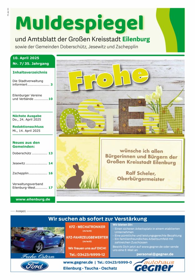 Muldespiegel und Amtsblatt der Großen Kreisstadt Eilenburg und der Gemeinden Titelblatt 07/2025