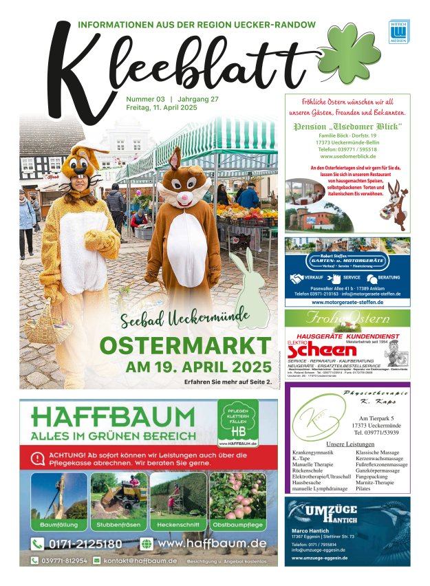 Kleeblatt - Mitteilungsblatt der Region Uecker-Randow Titelblatt 03/2025