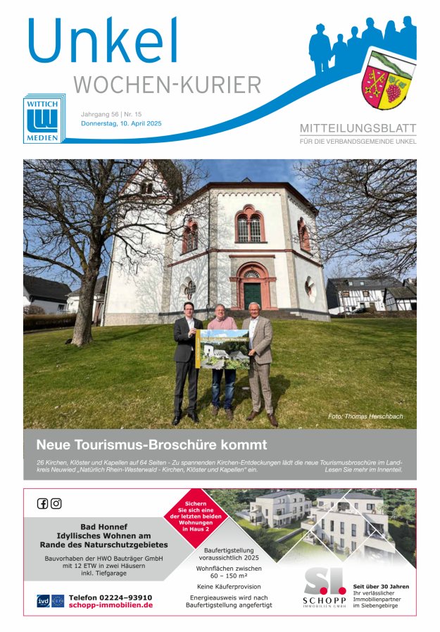 Wochen-Kurier Verbandsgemeinde Unkel Titelblatt 15/2025