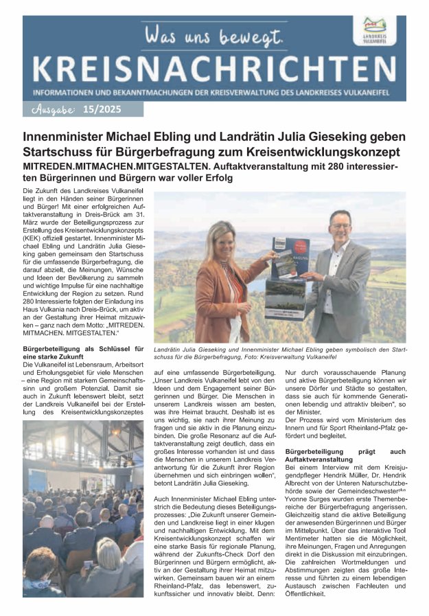 Kreisnachrichten Titelblatt 15/2025