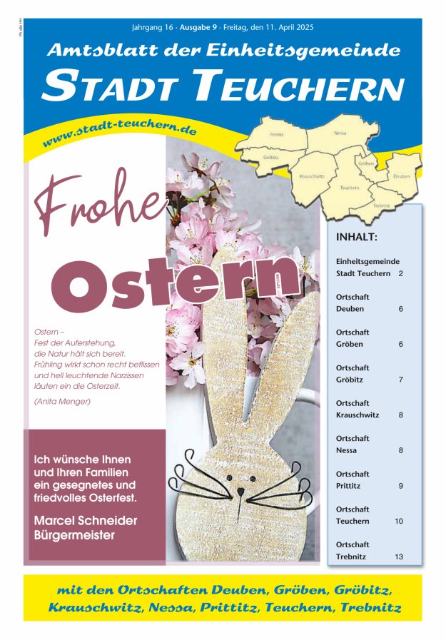 Amtsblatt der Einheitsgemeinde Stadt Teuchern Titelblatt 09/2025