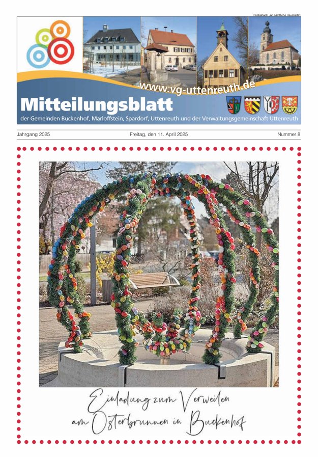 Mitteilungsblatt der Verwaltungsgemeinschaft Uttenreuth Titelblatt 08/2025