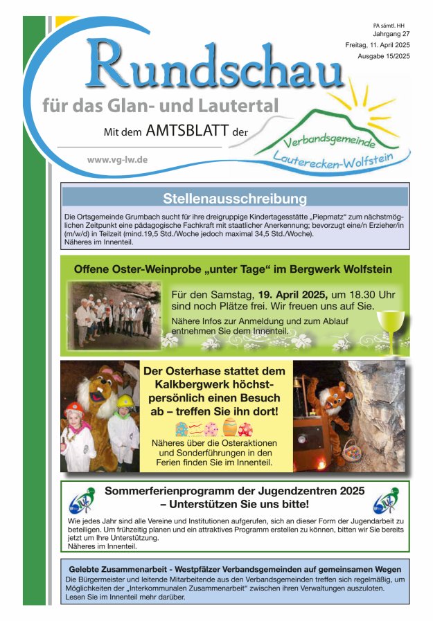 Rundschau für das Glan- und Lautertal Titelblatt 15/2025