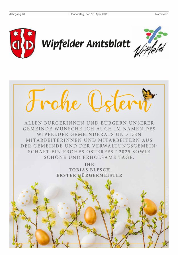 Wipfelder Amtsblatt Titelblatt 08/2025