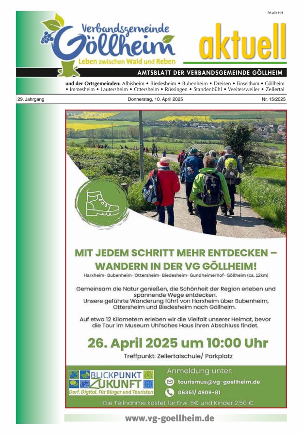 Verbandsgemeinde Göllheim aktuell Titelblatt 15/2025