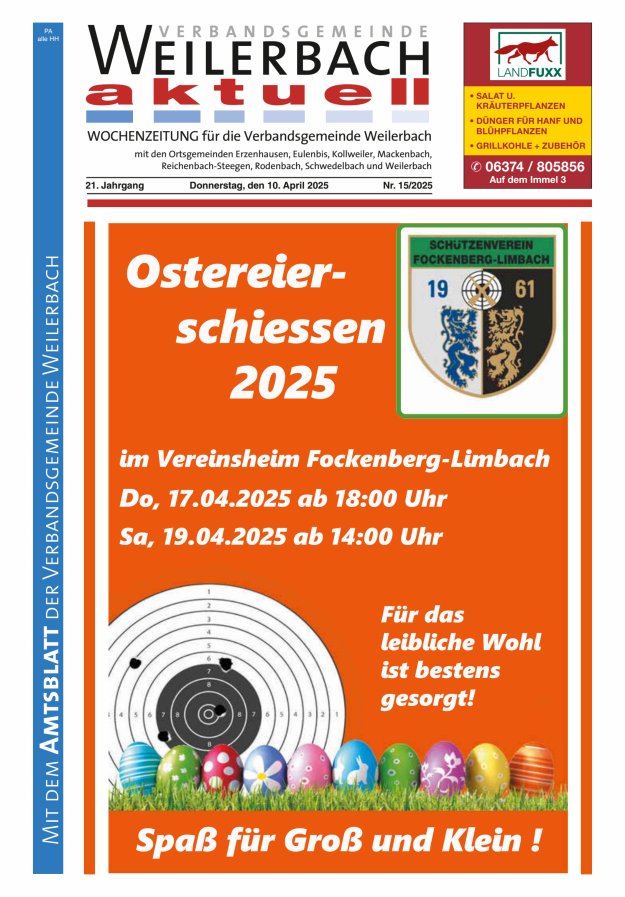 Verbandsgemeinde Weilerbach aktuell Titelblatt 15/2025