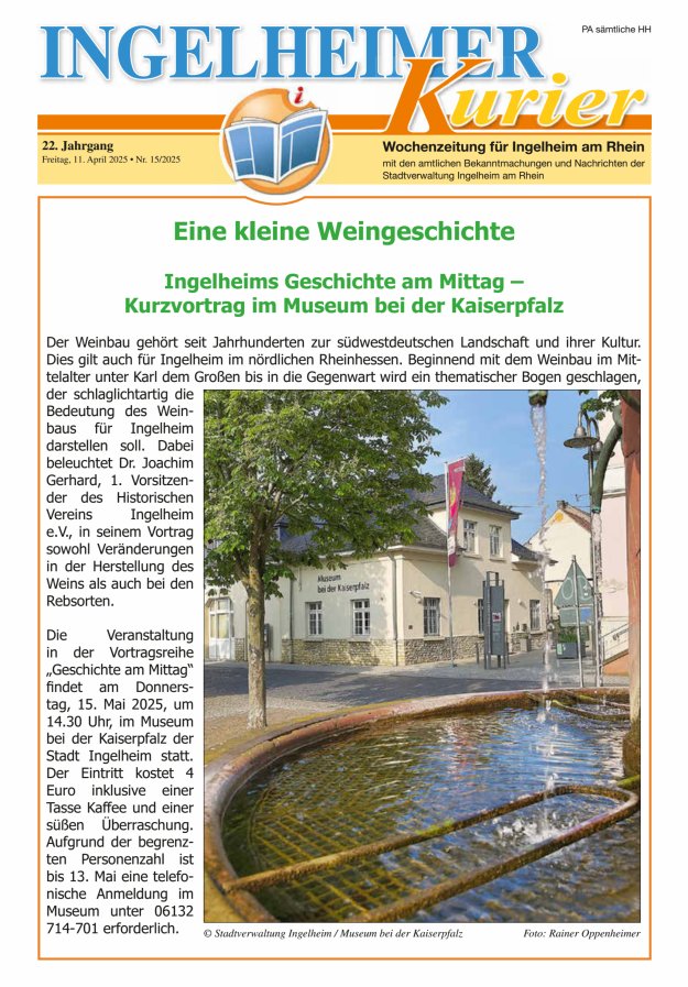 Ingelheimer Kurier Titelblatt 15/2025