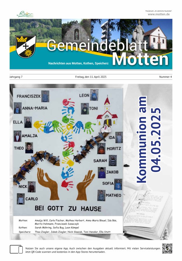 Gemeindeblatt Motten Nachrichten aus Motten Kothen Speicherz Titelblatt 04/2025
