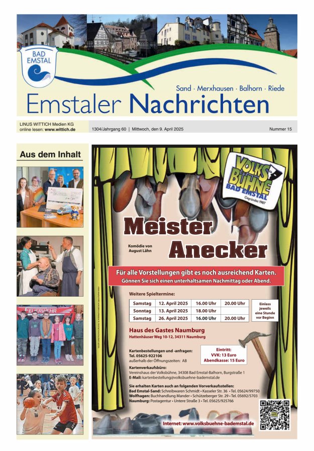 Emstaler Nachrichten Titelblatt 15/2025
