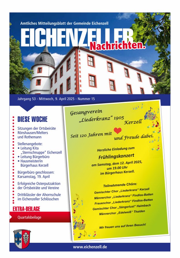 Amtliches Mitteilungsblatt der Gemeinde Eichenzell Titelblatt 15/2025