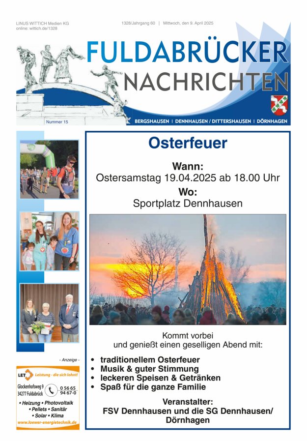 Fuldabrücker Nachrichten Titelblatt 15/2025