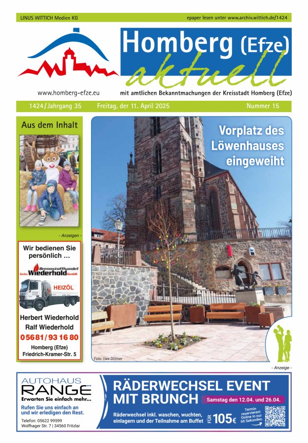 Homberg Efze aktuell Titelblatt 15/2025
