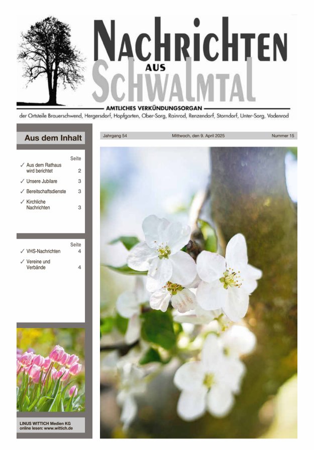 Nachrichten aus Schwalmtal Titelblatt 15/2025