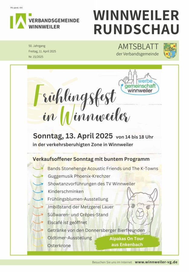 Winnweiler Rundschau Titelblatt 15/2025