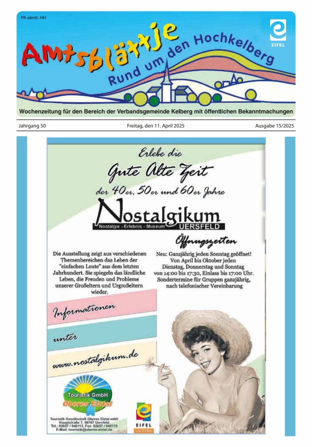 Amtsblättje - Rund um den Hochkelberg Titelblatt 15/2025
