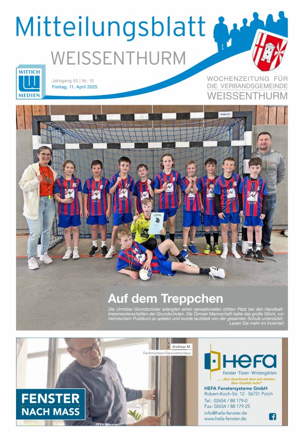 Mitteilungsblatt für den Bereich der Verbandsgemeinde Weißenthurm Titelblatt 15/2025
