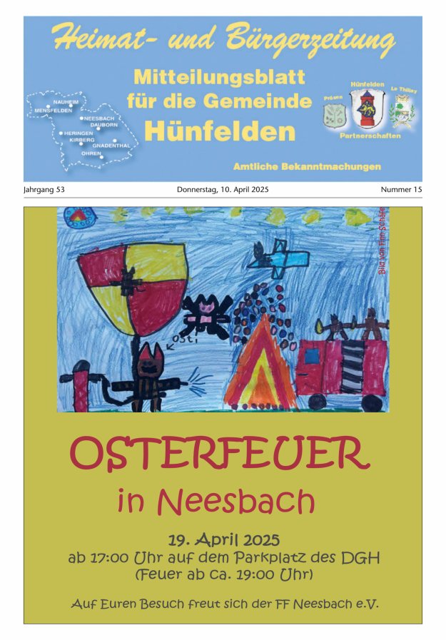 Mitteilungsblatt für die Gemeinde Hünfelden Titelblatt 15/2025