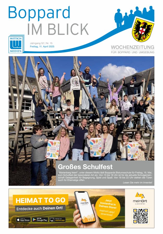 Boppard im Blick - Heimatzeitung für die Stadt Boppard Titelblatt 15/2025
