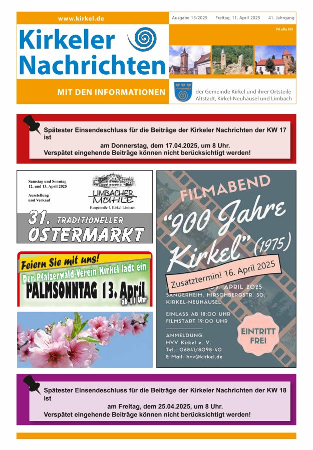 Kirkeler Nachrichten Titelblatt 15/2025
