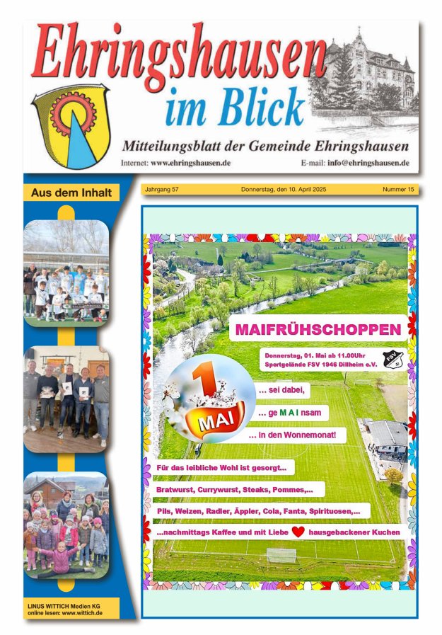 Mitteilungsblatt der Gemeinde Ehringshausen Titelblatt 15/2025