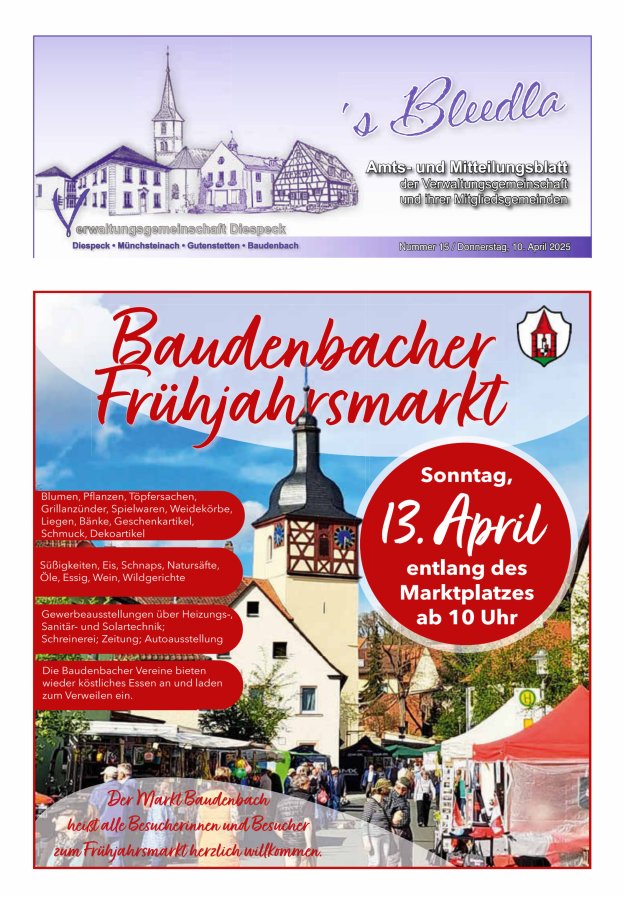 Amts- und Mitteilungsblatt VGem Diespeck Titelblatt 15/2025