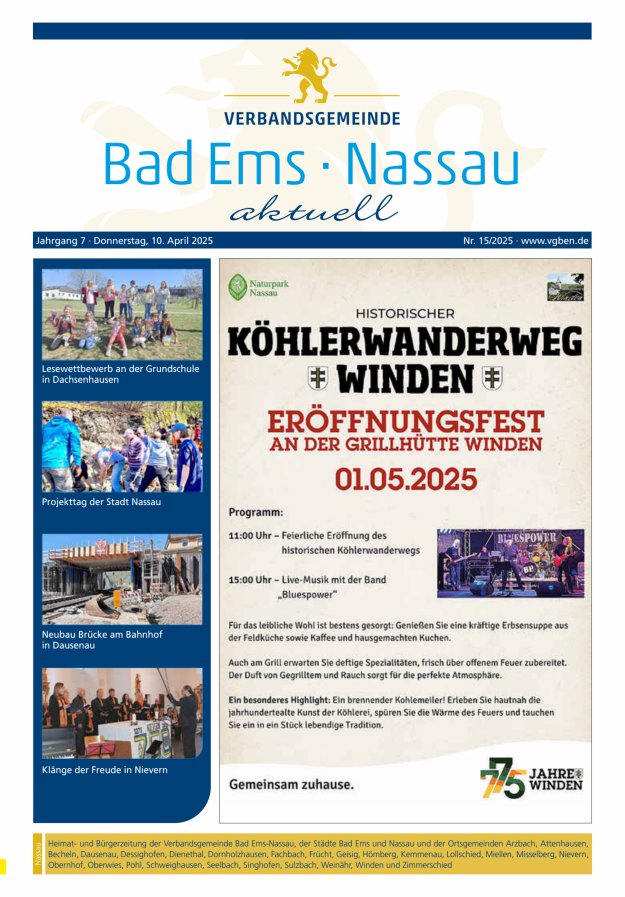 Bad Ems-Nassau aktuell Ausgabe Nassau Titelblatt 15/2025