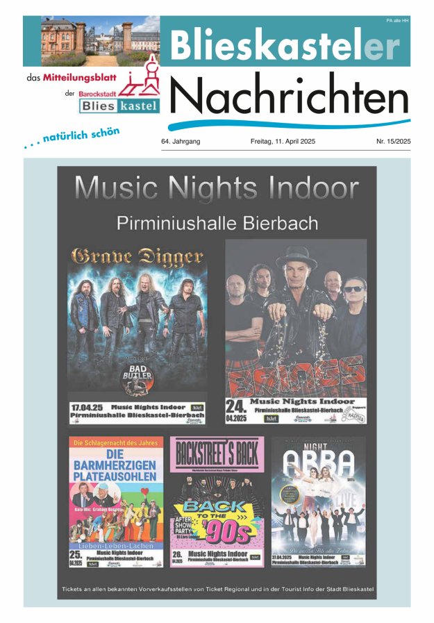 Blieskasteler Nachrichten  Titelblatt 15/2025